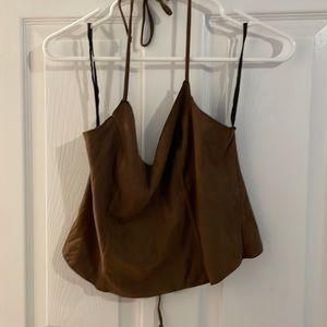 Halter backless top. Brown suede.